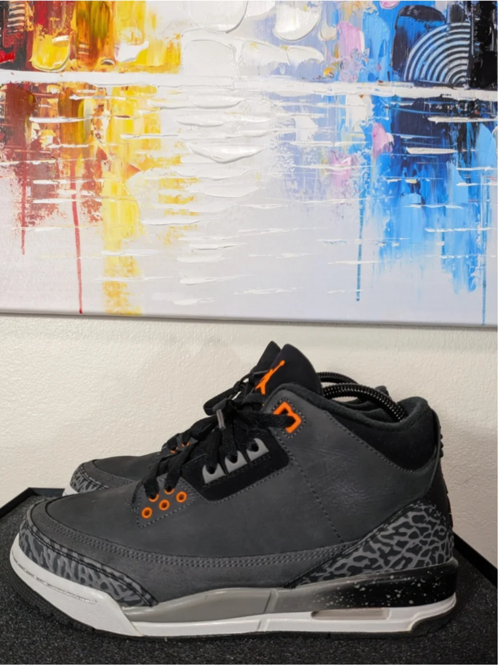 Nike Air Jordan 3 Retro Fear Pack 2023 Kids Shoes DM0967-080 Grey Orange Size 7Y